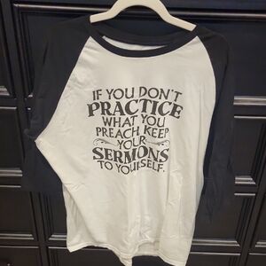 Black and White Graphic Raglan Tee